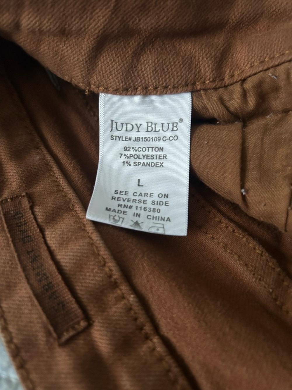 Judy Blue Shorts Denim Jean Sienna Brown Women’s Large Tummy Control Stretch - Picture 5 of 6